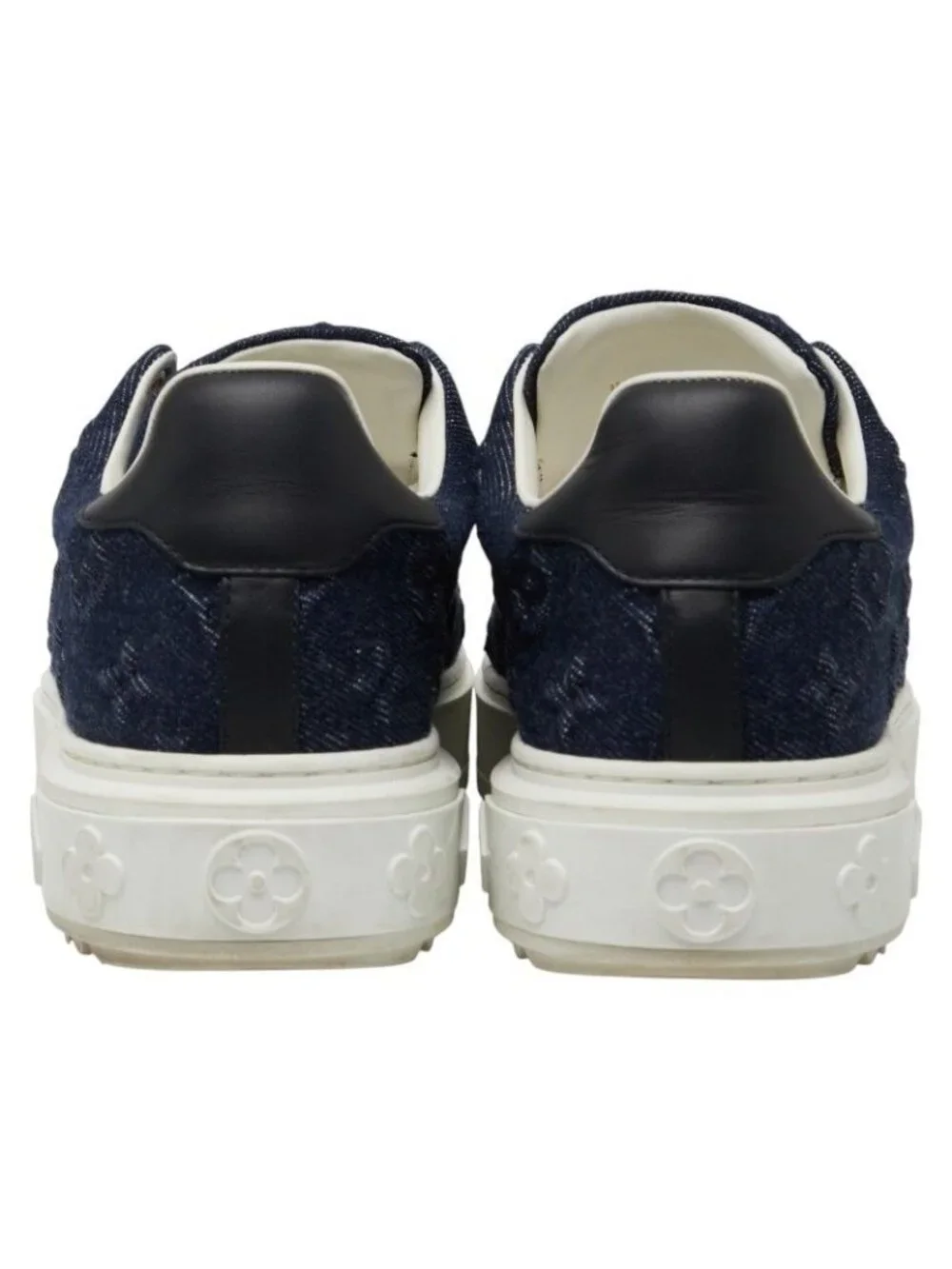 Louis Vuitton Monogram Denim Time Out Line Sneakers Size 38 Vl0242 Navy White - Picture 4 of 10
